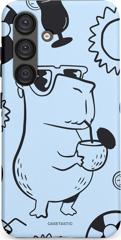 Casetastic Hoesje Geschikt voor Samsung S25 - Stijlvolle Beschermende Duo-layer Case - Capibara cocktail