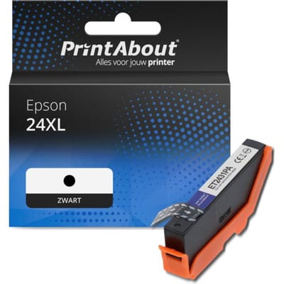 PrintAbout huismerk Inktcartridge 24XL (C13T24314012) Zwart Hoge capaciteit Geschikt voor Epson