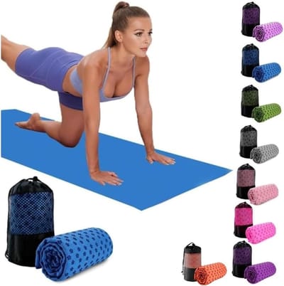 Absorberende Yoga Handdoek voor Hot Yoga en Pilates - Antislip, Sneldrogend, Inclusief Draagtas, 24" x 72