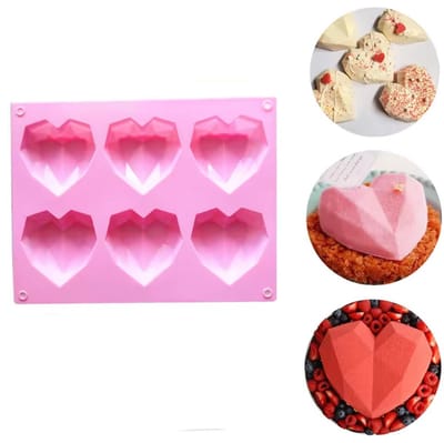 CHPN - Siliconen Harten mal - Hartjesmal - Chocolademal - Bonbon mal - Siliconen - Mold - Geohart - geoheart - 6 hartjes - Cakevorm - Chocoladevorm - Roze - Bakvorm