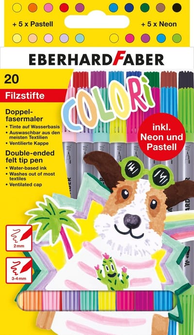 Eberhard Faber viltstift - Colori - duo - 2mm/3-4mm - in kartonnen etui - EF-550020