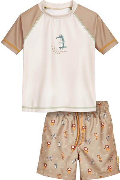Playshoes - Zwemset - UV Werend - 2-delig - Wilde Dieren - Taupe - Crème -74/80