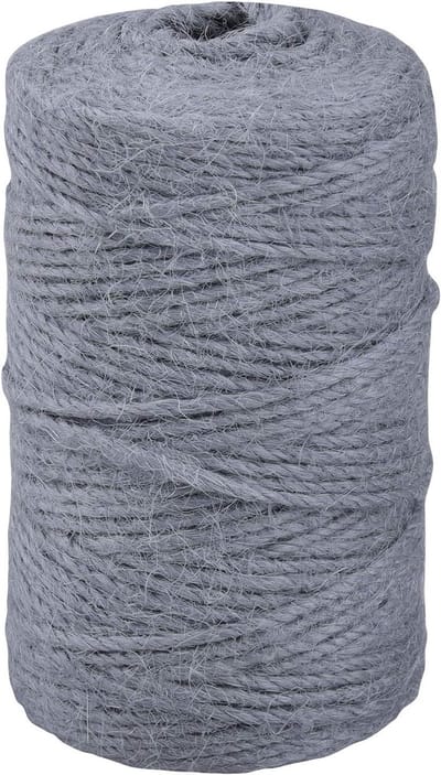 Jute Touw 100M - Grijs Tuin Touw voor Knutselen, Cadeauverpakking en Decoratie (2MM)