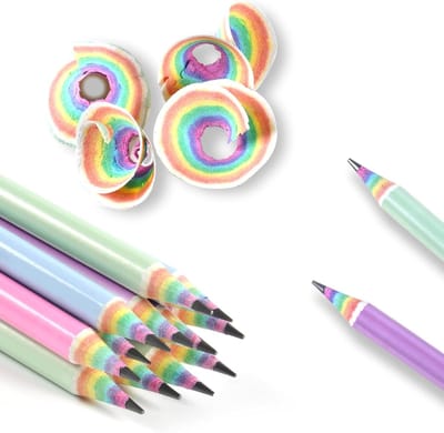 BOTC Voorgeslepen Potloden - #2 Eco Rainbow Paper Pencils - Potloden voor kinderen - voor school, schrijven - 12 stuks