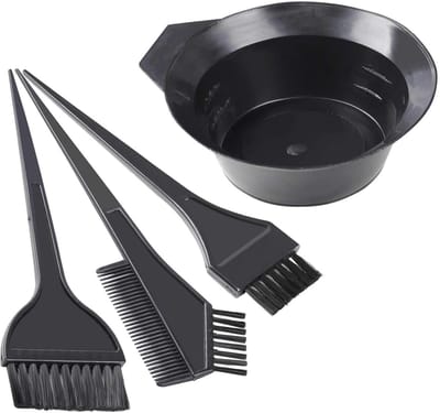 Dailygoods - Set van 4 Haarverfborstels en kammen met lade - brede borstel voor kapsalon