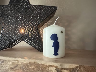 Troostkaars - Kind - Jongen met Ster - Persoonlijke boodschap - Uitvaart - Herinnering aan geliefde - Herdenkingskaars AF-TK20