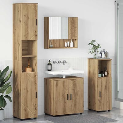vidaXL - Badkamermeubel - Set - 4 - pcs - Artisan - Eiken - Bewerkt - hout - & - Metaal