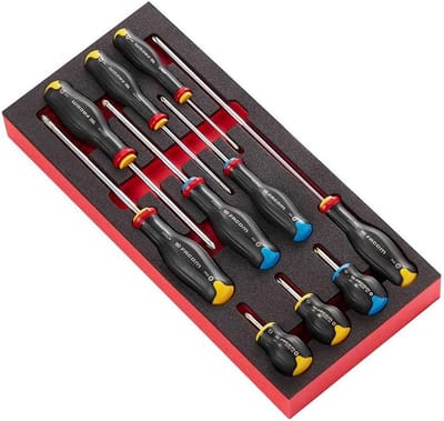Schroevendraaier Module - Gereedschap Set - Werkplaats Organisatie - Draaibare Dop - 10 Delig - Rood