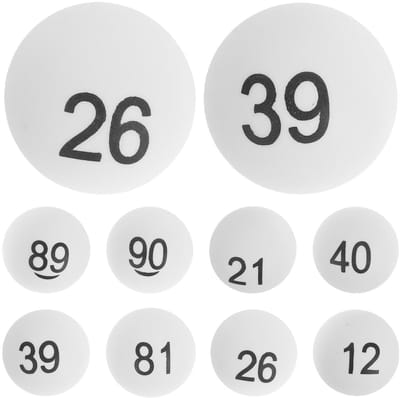 By shayne - Genummerde Ballen - Loterijballen - Ideaal voor Feesten - Wit - Tafeltennisballen - Bingo Spel - Geschikt voor Kinderopvoeding