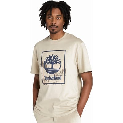Timberland Front Seasonal Stack Logo Graphic Tee Island Fossil Taglia: L | Magliette basic Outlet | Uomo