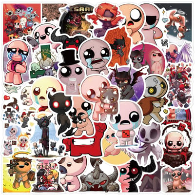 50 stuks Nieuwe The Binding Of Isaac Stickers Spellen Graffiti Decoratie Decal Cadeau Doe-het-zelf Waterbeker Scooter Dagboek Koffer Notitieboek black