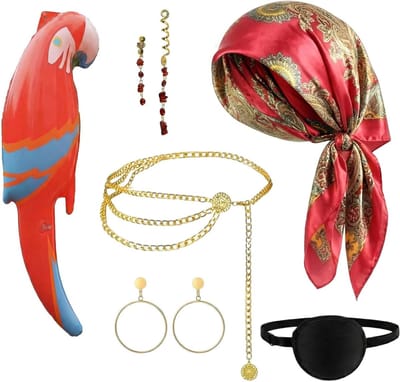 Vrouwelijke Piratenkostuum Accessoires met Hoofddoek, Ooglapje en Cosplay Items voor Carnaval en Themafeesten