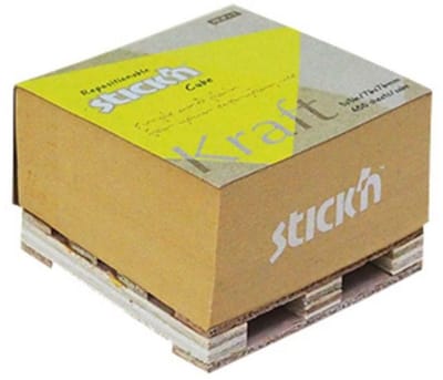 Stick'n Kubus - Sticky Notes - Kraft - 76 x 76mm - Miniatuur Pallet - 400 Memoblaadjes