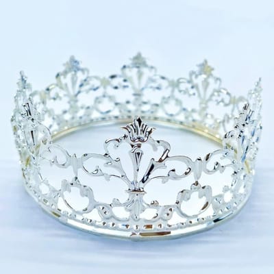 SnelShoppen - Vintage Prinsessen Kroon Taart Topper Decoratie voor Jongens en Meisjes, Bruiloft Taart Decoraties, Zilver, 6 cm Hoog, 13 cm Diameter