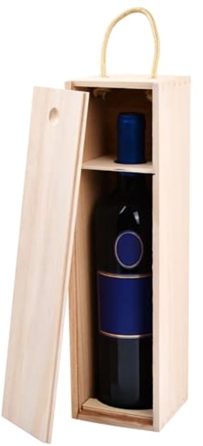 Houten Wijn Doos 35 x 10 x 10 cm met Schuifdeksel, Lanyard, Perfect als Cadeau voor Verjaardag, Bruiloft en Huiswarming