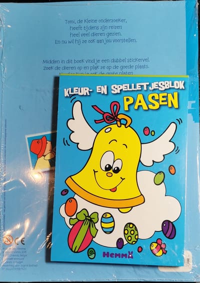 Tomi ondekt de dieren +kleur en spellet jesblok Pasen