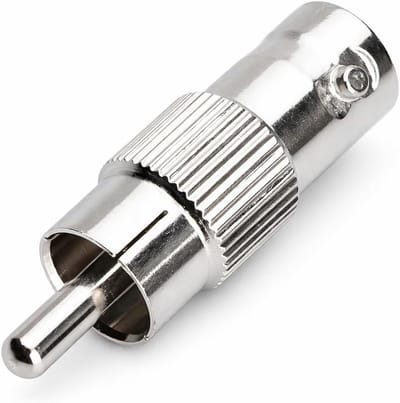 BNC naar RCA Adapter - Verloopstekker Connector - Camerabeveiliging Aansluiten - Vernikkeld Signaal - 33 x 11 mm - Zilver