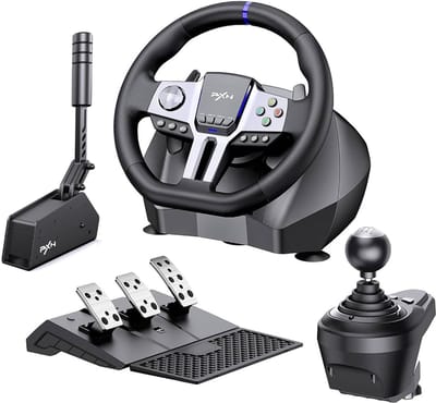 PXN V9 Gen 2 Racestuur + HB S - Hydraulische Handrem - Complete Sim Racing Set met Pedalen, Shifter & Handrem - 270/900° - PS4, PC - Zwart