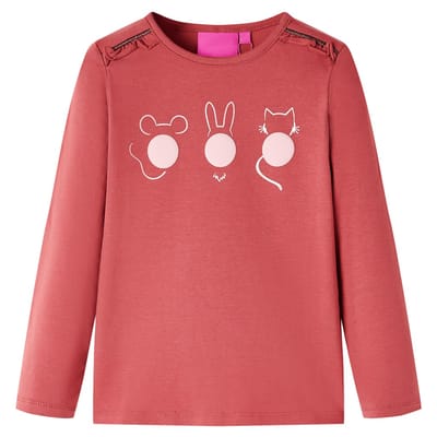 vidaXL - Kindershirt - met - lange - mouwen - 104 - rozebruin
