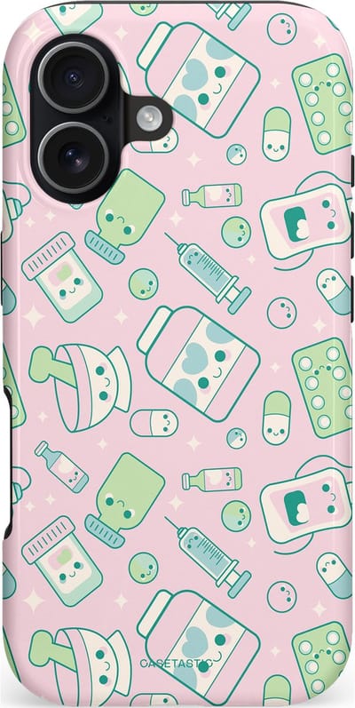 Casetastic hoesje geschikt voor Apple iPhone 17 - MagSafe - Dubbellaagse bescherming - Geneeskrachtig Roze - Fashion Case - Lichtgrijs Lichtroze Mintgroen
