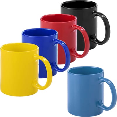 Bellatio Design Koffie mokken/drinkbekers Auxerre - 5x - keramiek - multi kleuren mix - 370 ml