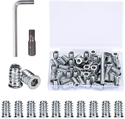 50 Stuks M5 Schroefmoeren en M5x15mm Houtdraad Insteekschroeven voor Meubelaccessoires en Verbindingselementen