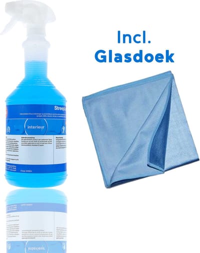 SOP - Streeploos Sprayflacon 1L met Glasdoek - Reinigt streeploos glas, spiegels, vitrines en interieurs