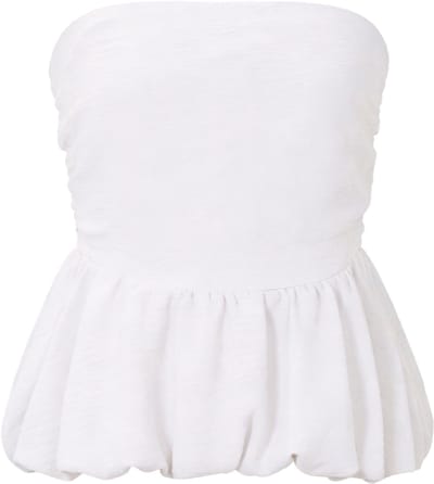 Elegante Strapless Peplum Top - Chic Off-Shoulder Bovenstuk - Accentueert de Taille - Tijdloos & Modieus - Wit - S