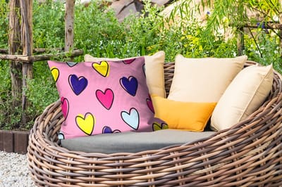 Buitenkussens - Tuin - Hartjes - Valentijn - Patroon - Kleurrijk - 50x30 cm