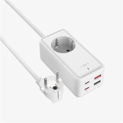 FIXED Charging Strip 2x USB-C / 2x USB-A – GaN III – PD 65W – Stekkerdoos met USB – 1,5m kabel – Wit