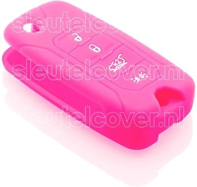 Autosleutel Hoesje geschikt voor Jeep - SleutelCover - Silicone Autosleutel Cover - Sleutelhoesje Roze