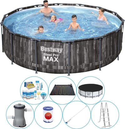 Steel Pro MAX Wood 427x107 cm - Zwembad Deal