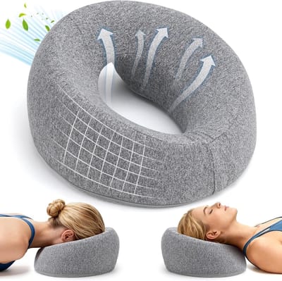 U-vormig massagekussen met hoofdopening, memory foam voor gezichtsmassage, ideaal voor bed en spa