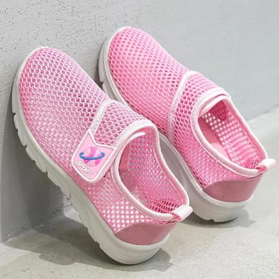 Kinderen Lente Zomer Zachte Zool Sportschoenen Jongens en Meisjes Antislip Casual Ademend Mesh Platte Schoenen 27 roze