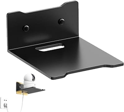 Luidspreker Wandrek - Routerhouder Standaard - Opbergen Elektroncia - Roestvrij Staal - 22 x 8 x 8 cm - Zwart