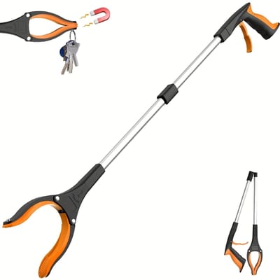 Afvalgrijper met 360° Roterende Klem, 32 Inch Lichtgewicht Robuuste Grijper voor Ouderen, Grijper, Grijptool voor Ouderen gray