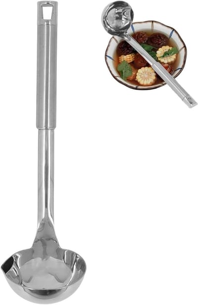 RVS Soeplepel met Uitloop - Ideaal voor Soep, Stoofschotels en Sauzen - Perfecte Keukenhulp voor Preserveren en Serveren