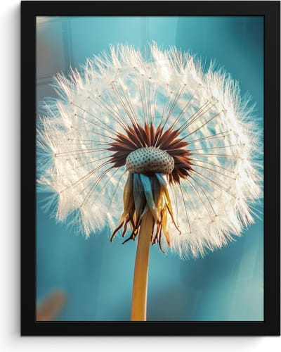 Poster in lijst - Fotolijst 30x40 cm - Posters - Paardenbloem - Natuur - Bloemen - Blauw - Posterlijst zwart - Decoratie - Wanddecoratie woonkamer - Muurdecoratie slaapkamer