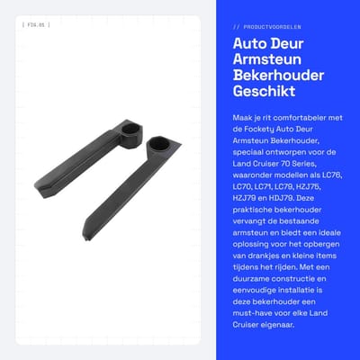 Dailygoods- Armsteun met bekerhouder - Armsteun auto - Armsteun bureau - Armsteun kussen - Armsteun nagelstyliste - Duurzaam ontwerp van hoogwaardig kunststof en leer - Deurenorganiser