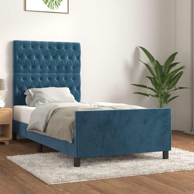 vidaXL - Bedframe - zonder - matras - 90x200 - cm - fluweel - donkerblauw