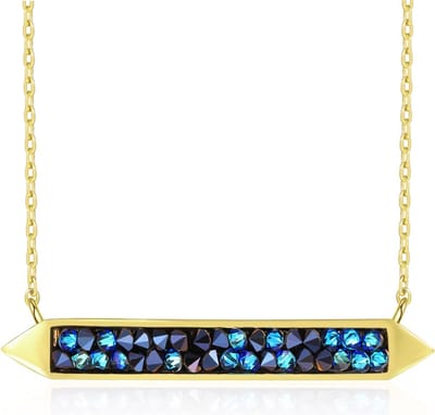 14K Goud met Blauwe Kleuren Kristal Ketting - 40cm +5cm