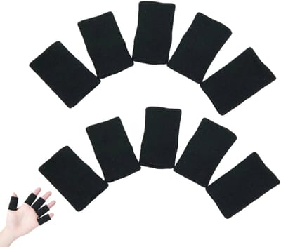 10 stuks - Vingerhoesjes voor sport - Vingerbeschermers - Duimbeschermers voor sport - Vingerhoesjes voor basketbal - Zwart - 4,5 x 3 cm - Elastische vingerbeschermers - Compressie vingerhoesjes - Duimbeschermers - Geschikt voor basketbal en golf