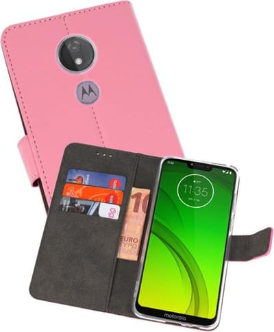 Booktype Telefoonhoesjes - Bookcase Hoesje - Wallet Case - Geschikt voor Motorola Moto G7 Power - Roze