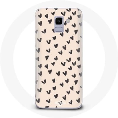 Hoesje voor Samsung Galaxy J6 2018 Abstracte zwarte harten textuur achtergrond zwart