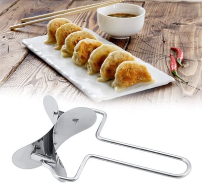 Deegpers Dumpling - Deegvorm Maker - Snel Deeg Vormen - Voedselveilig Roestvrij Staal - 7.5x15.5x9 cm - Zilverkleurig
