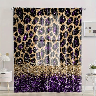 Elegante gordijnen met luipaardprint en gouden accenten voor uw woonkamer of slaapkamer voor alle seizoenen. Gemakkelijk op te hangen voor het raam. 100W130H(CM)40x51in&Grommet Top