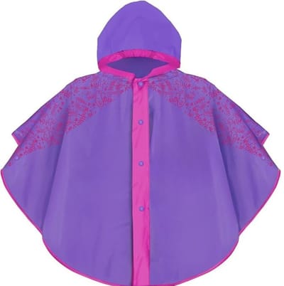 Famanu – Kinderregenponcho, kleurrijk patroon, waterdichte regencape met capuchon en knopen, herbruikbaar, lichtgewicht, outdoor en school