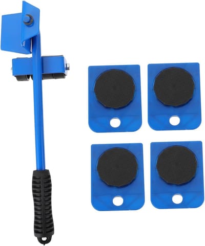 Meubellift Set - Verhuisgereedschap - Meubels Verplaatsen - 150 Kg Capaciteit - 4 Rollen 1 Hefstang - Blauw
