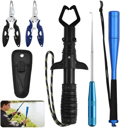 6 sets visdoders 24,5 cm, aluminium met roestvrijstalen haakverwijderaar en vismes, visaccessoires voor beginners, outdoor, karper- en forelvissen, vissen in de natuur