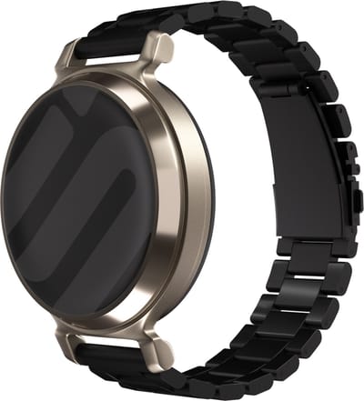 Strap-it Stalen schakel bandje 14mm - Zwart metalen smartwatch bandje geschikt voor de Garmin Lily 2 (niet de eerste versie)